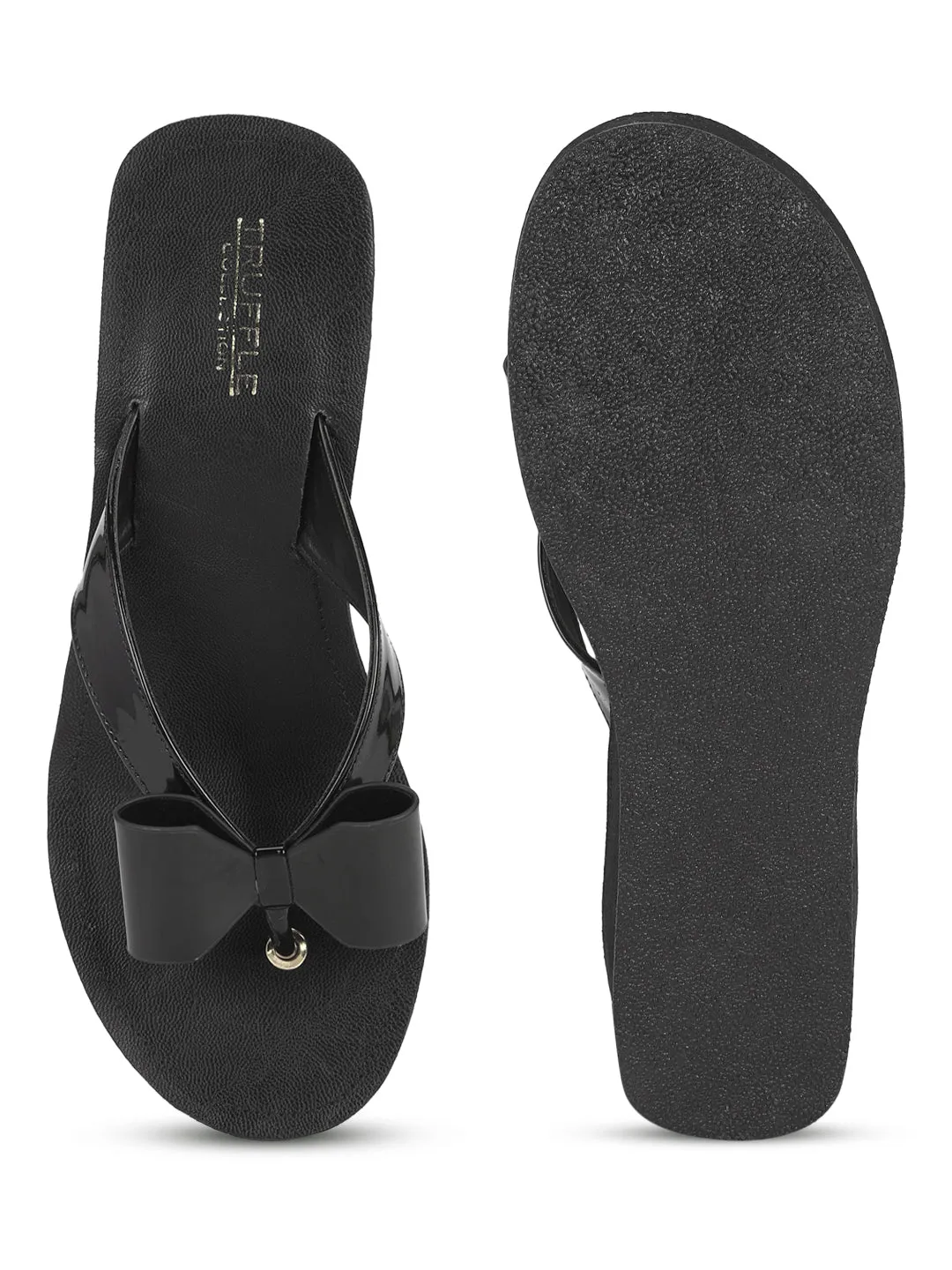 Schwarze Patent-Slip-On Keilabsätze (TC-MSI-477-BLK)
