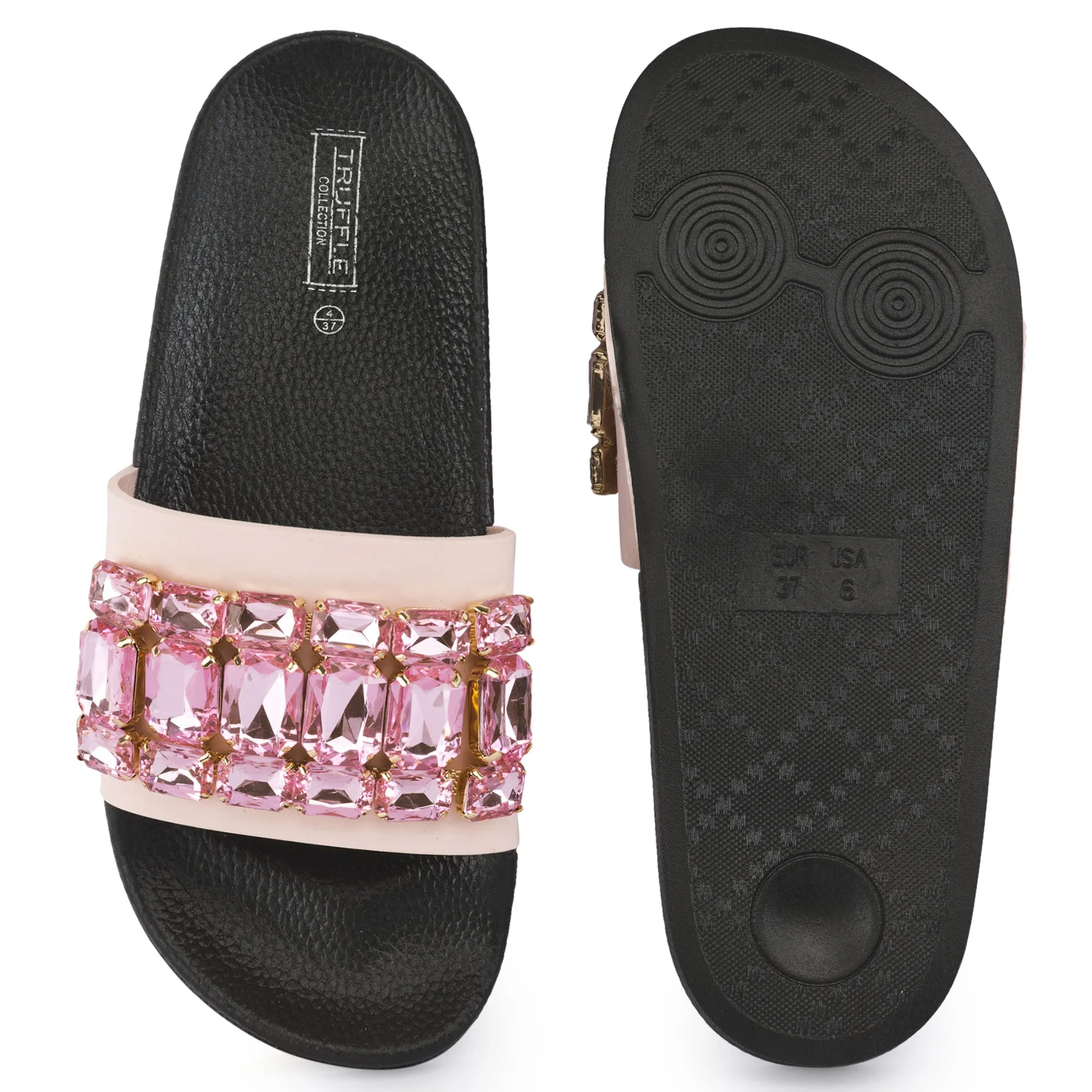 Black Pink Verzierte Flache Slider