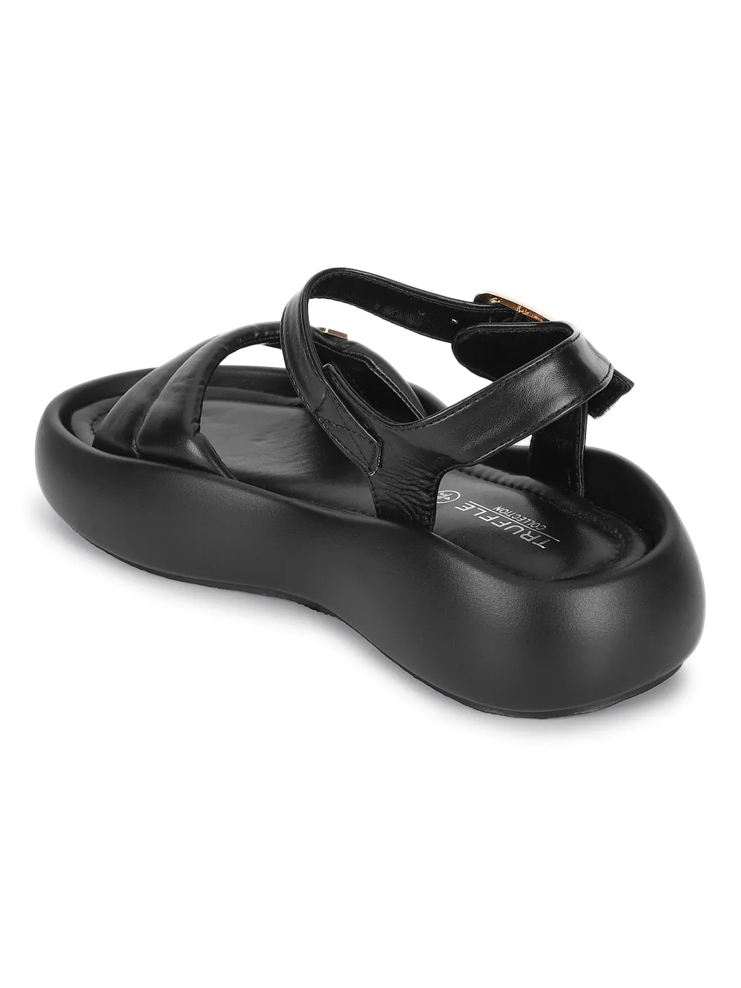 Schicke Flats mit schwarzer PU-Schnalle (TC-RS3583-BLK)