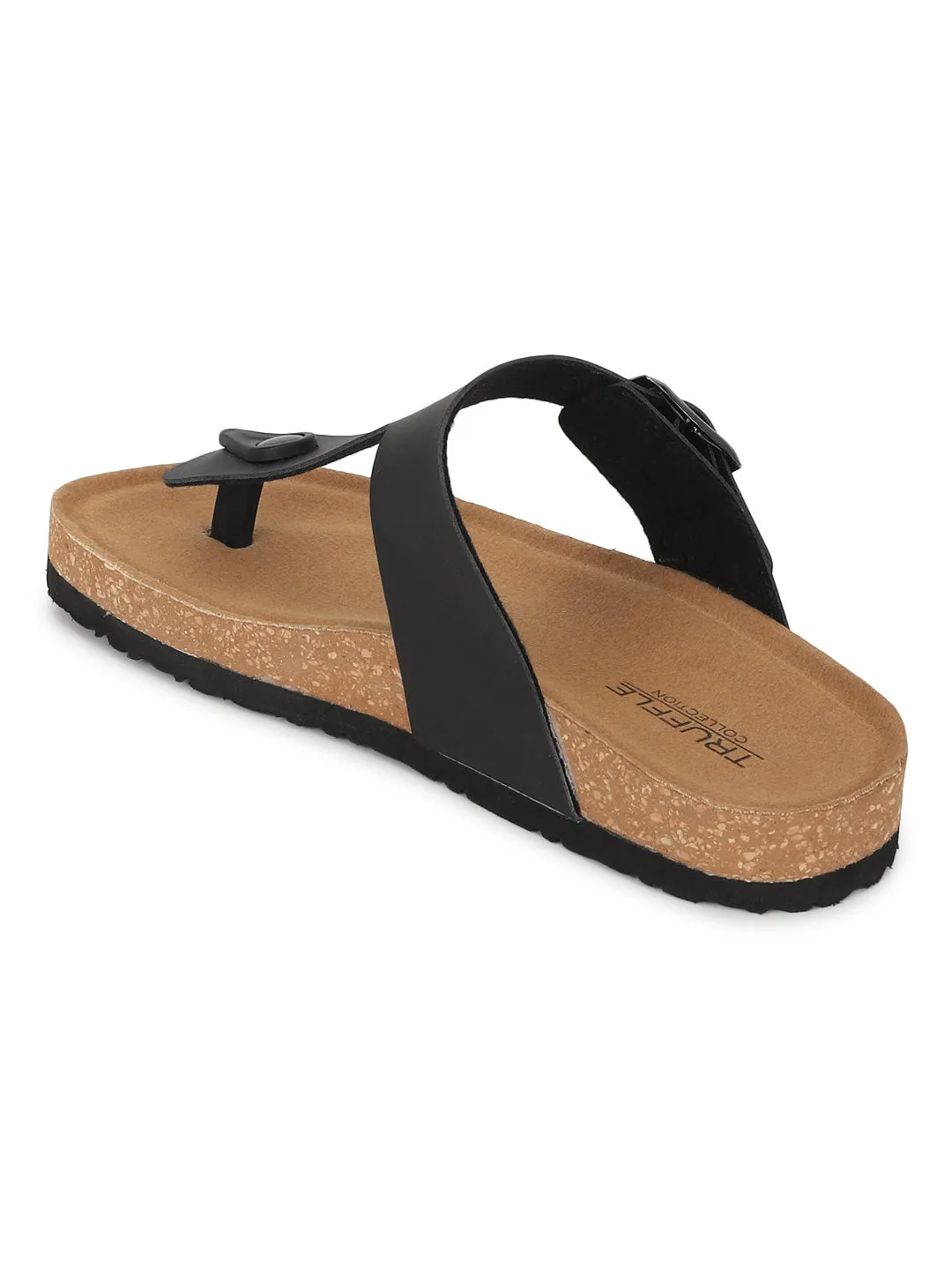 Schwarze PU-Kork-Latex-Einlegesohlen Flats (TC-070202-BLK)