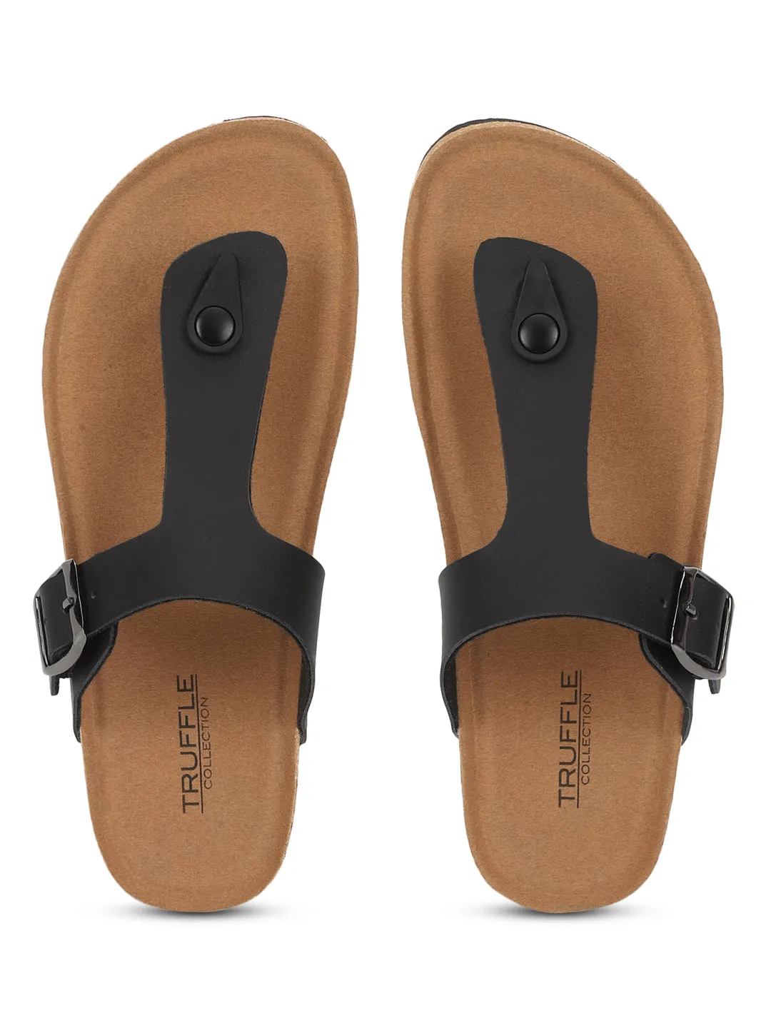 Schwarze PU-Kork-Latex-Einlegesohlen Flats (TC-070202-BLK)