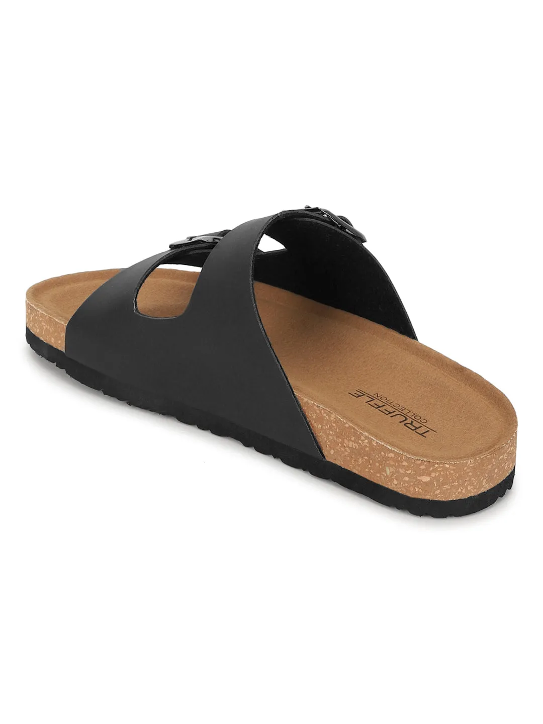 Schwarze PU-Kork-Latex-Einlegesohlen Flats (TC-070203-BLK)