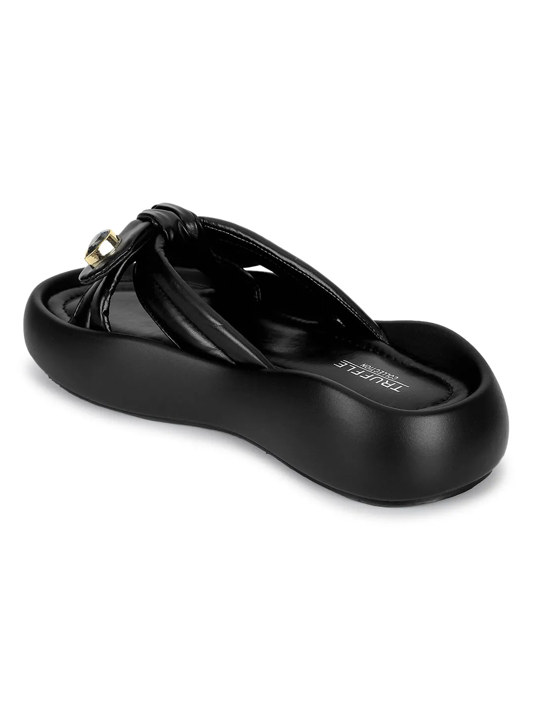 Schicke Schwarze PU-Diamant Flats (TC-RS3587-BLK)