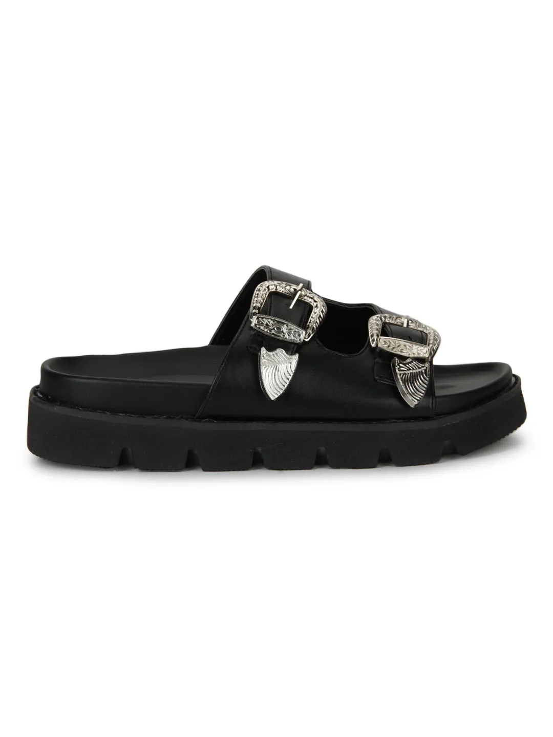 Schwarze PU-Schnürschuhe mit Doppelverschluss und Noppenprofil