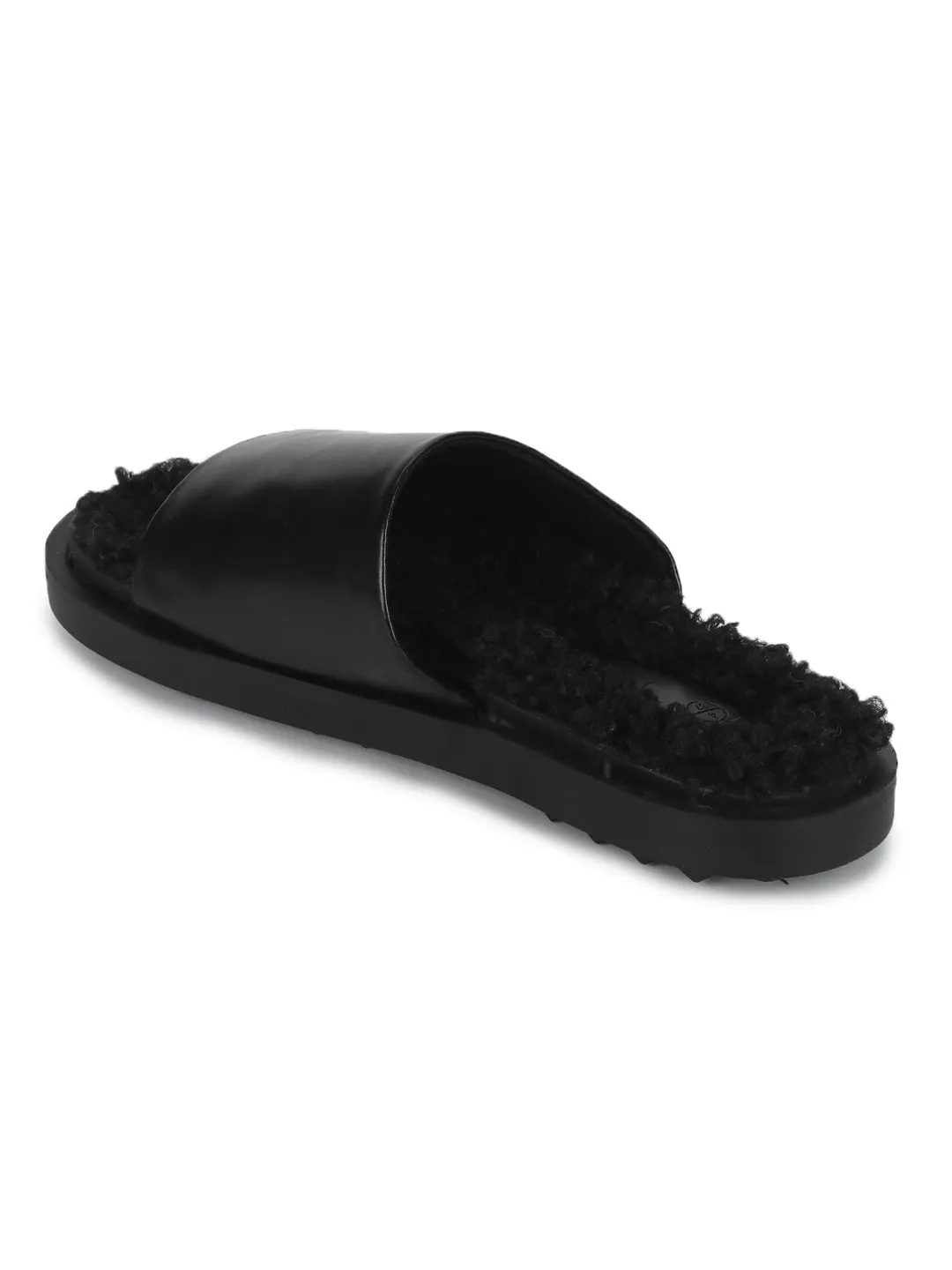 Schwarze PU-Kunstfell-Flauschige Schlüpfer (TC-RLST6-BLK)