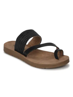Schwarze PU Flache Slip-Ons