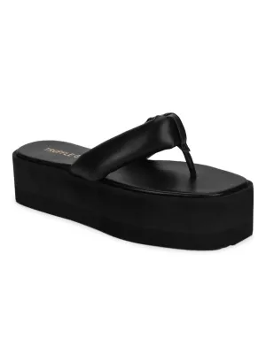 Schwarze PU Flip-Flop Plateaus (TC-ST-1196-BLK)