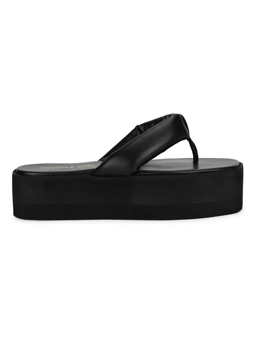 Schwarze PU Flip-Flop Plateaus (TC-ST-1196-BLK)