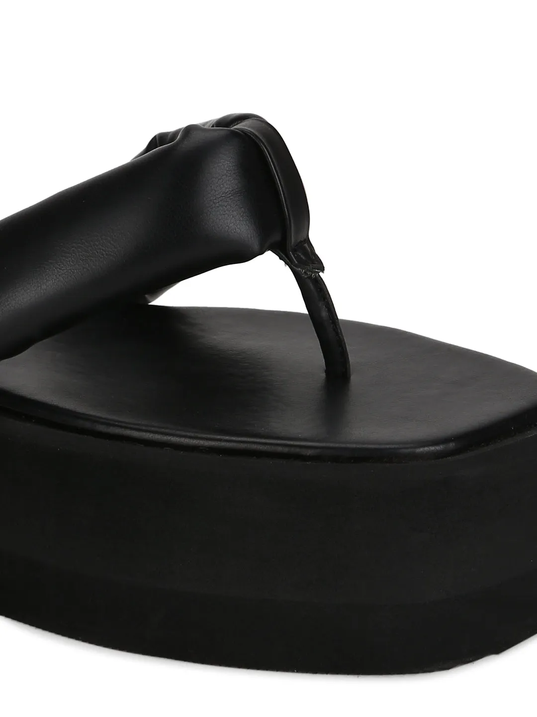 Schwarze PU Flip-Flop Plateaus (TC-ST-1196-BLK)