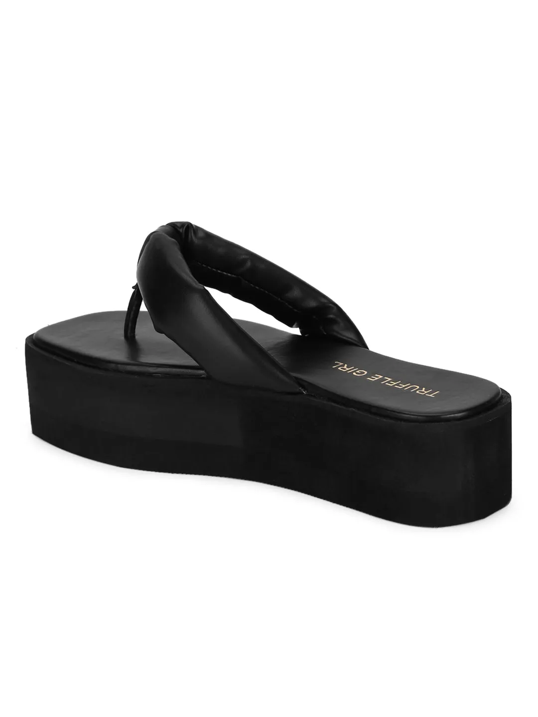 Schwarze PU Flip-Flop Plateaus (TC-ST-1196-BLK)