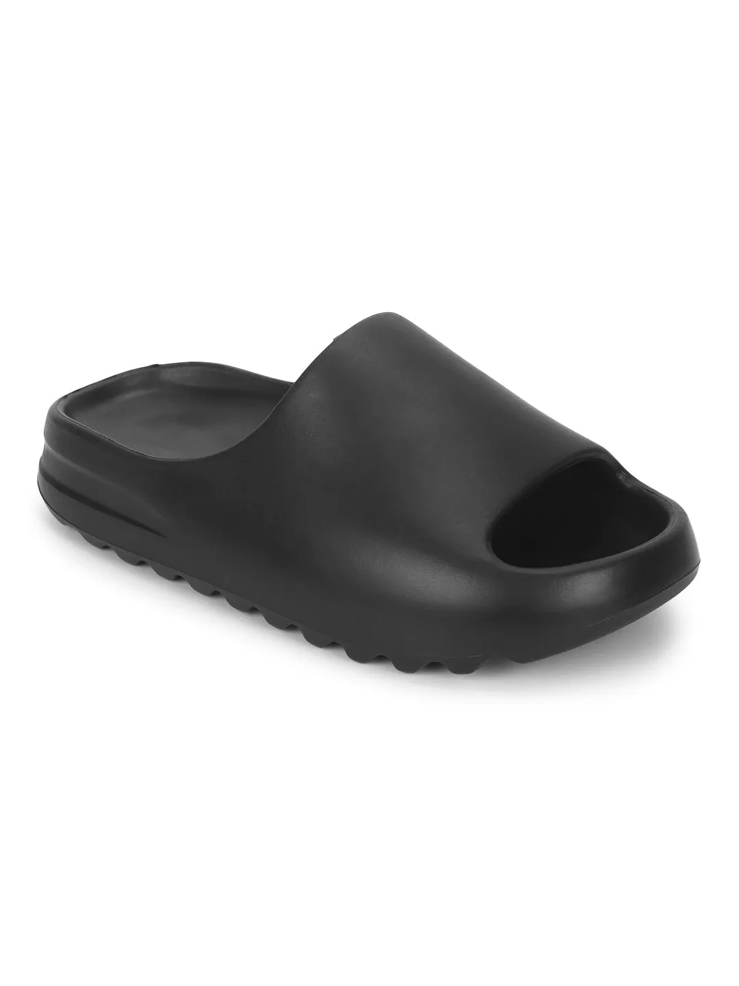 Schwarze PU-Slip-Ons mit offener Spitze (TC-RS3091-BLK)