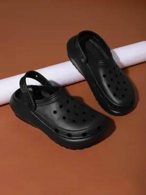 Schwarze PU-Schlüpfer-Croc-Flats (TC-RS3496-BLK)
