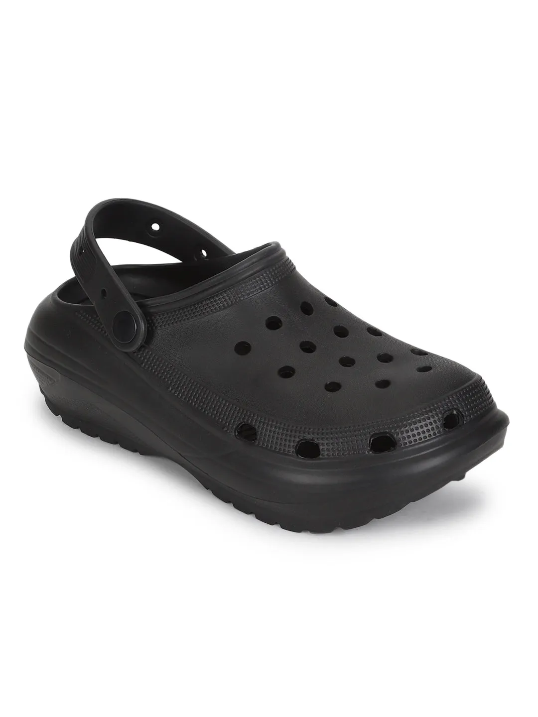Schwarze PU-Schlüpfer-Croc-Flats (TC-RS3496-BLK)