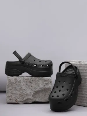 Schwarze PU Slip-On Croc Flats (TC-RS3581-BLK)