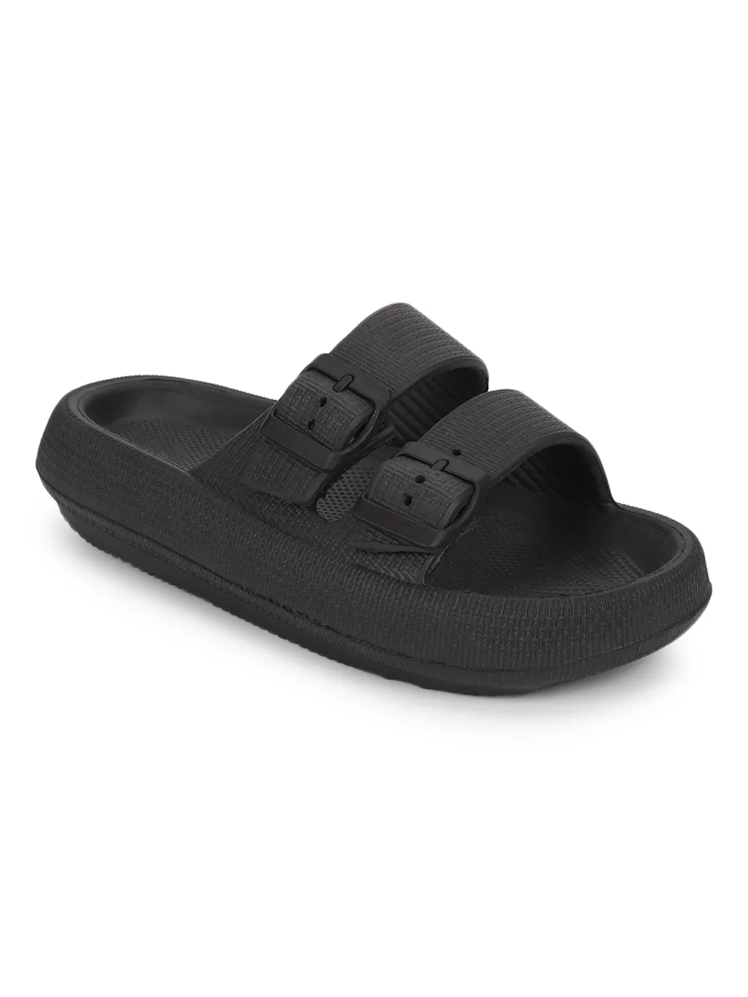 Schwarze PU Schlupf-Slipper (TC-RS3255-BLK)