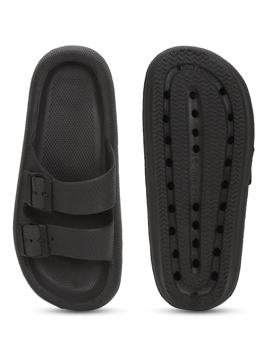 Schwarze PU Schlupf-Slipper (TC-RS3255-BLK)