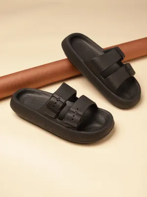Schwarze PU Schlupf-Slipper (TC-RS3255-BLK)