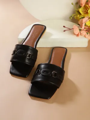 Schwarze PU-Schlupfschuhe (TC-ST-006-BLK)