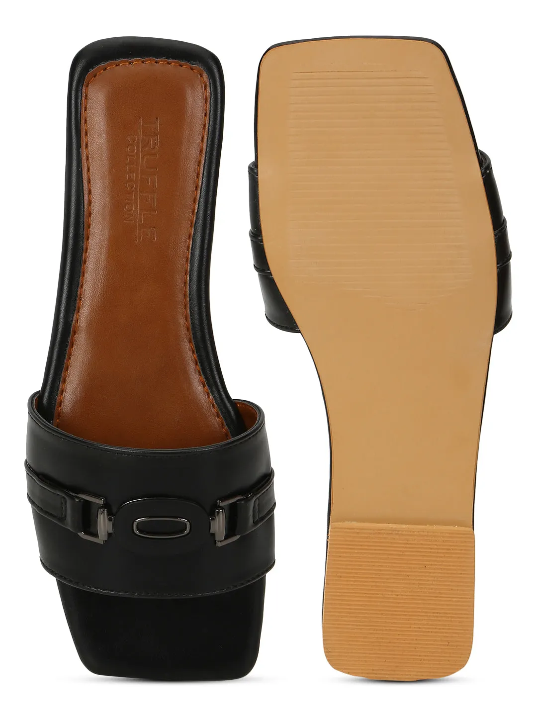 Schwarze PU-Schlupfschuhe (TC-ST-006-BLK)