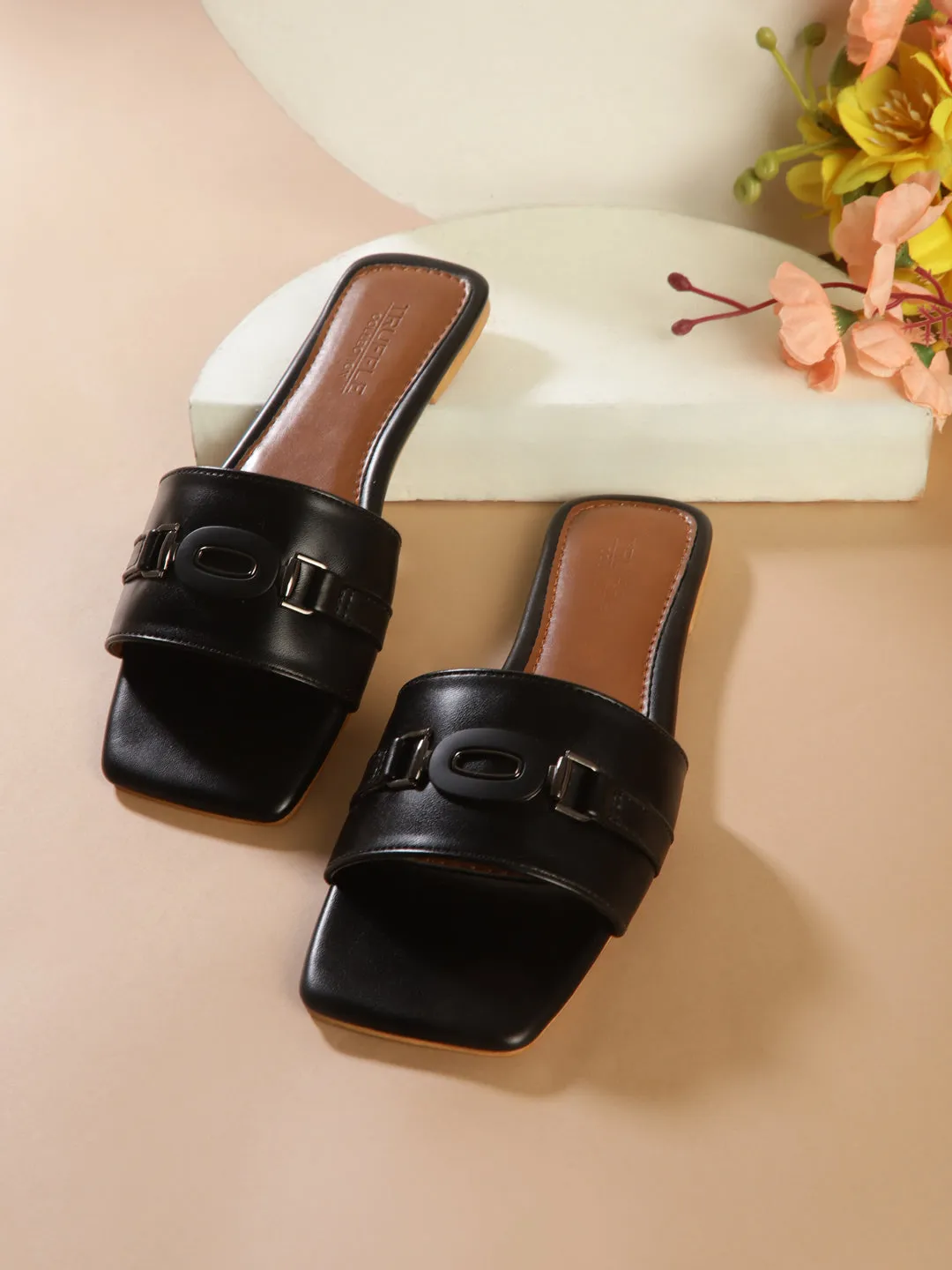 Schwarze PU-Schlupfschuhe (TC-ST-006-BLK)