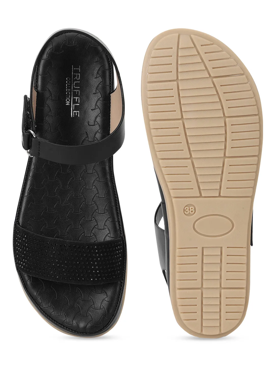 Schwarzer PU-Schlupf-Sandal (TC-ST-016-BLK)