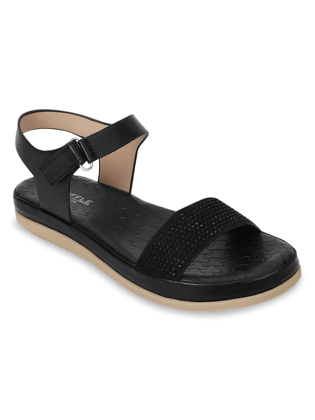 Schwarzer PU-Schlupf-Sandal (TC-ST-016-BLK)