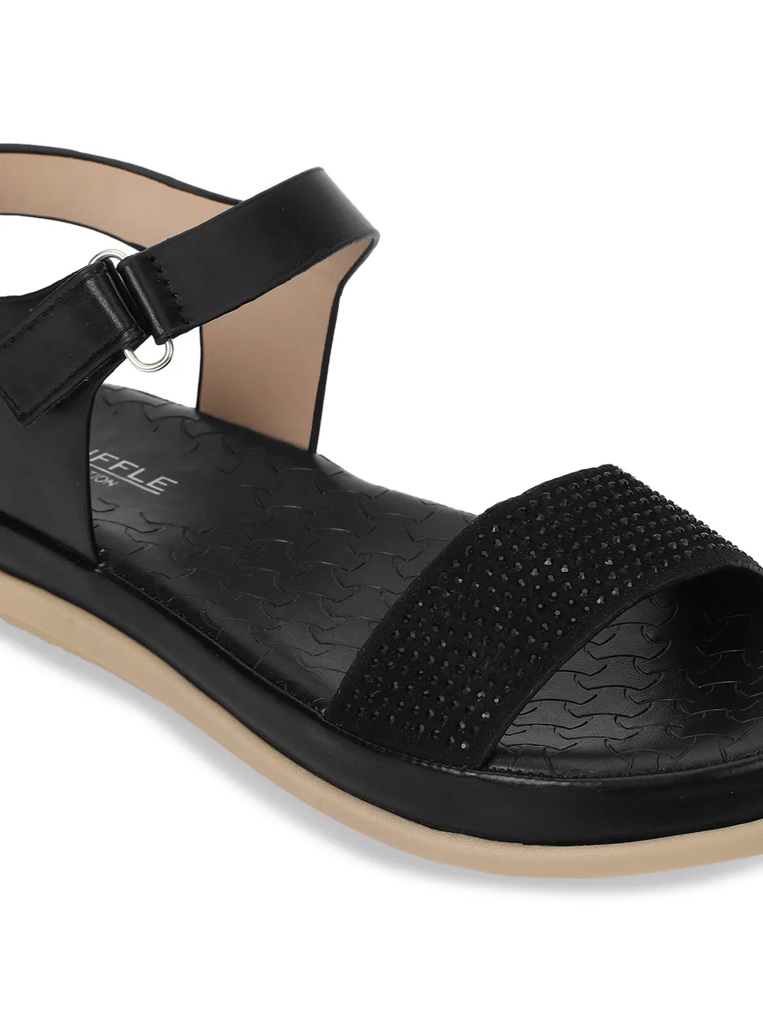Schwarzer PU-Schlupf-Sandal (TC-ST-016-BLK)