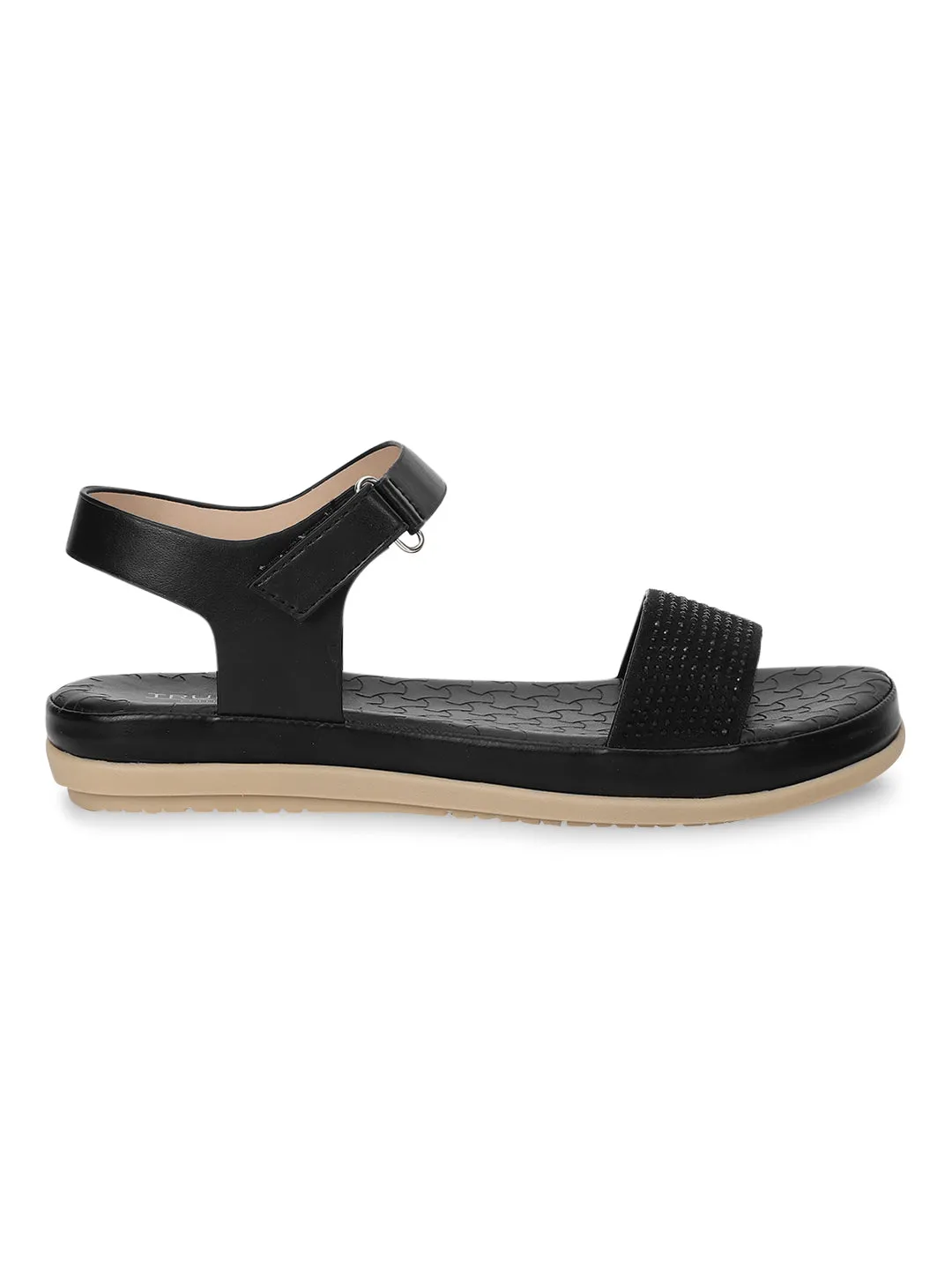 Schwarzer PU-Schlupf-Sandal (TC-ST-016-BLK)