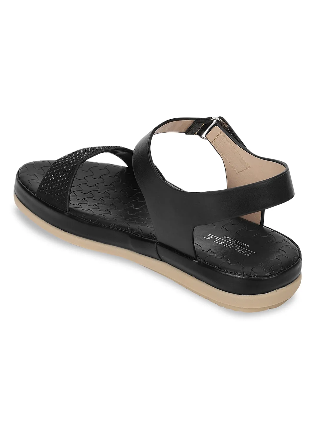 Schwarzer PU-Schlupf-Sandal (TC-ST-016-BLK)