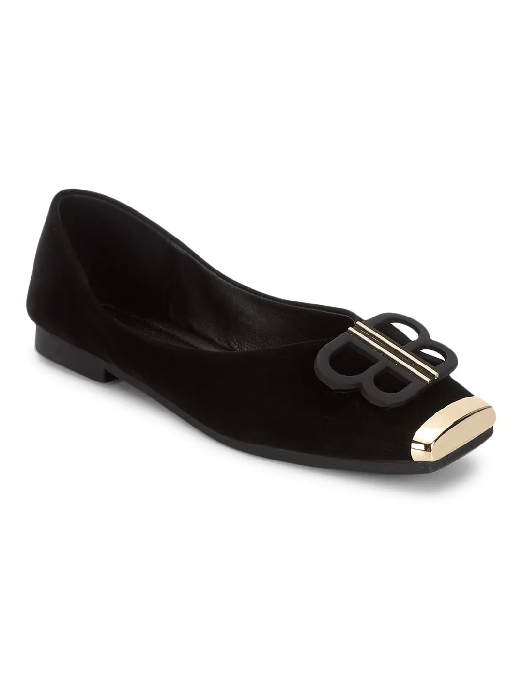 Schwarzer PU-Slip-On Ballerina im stylischen Design (TC-RS3646-BLK)