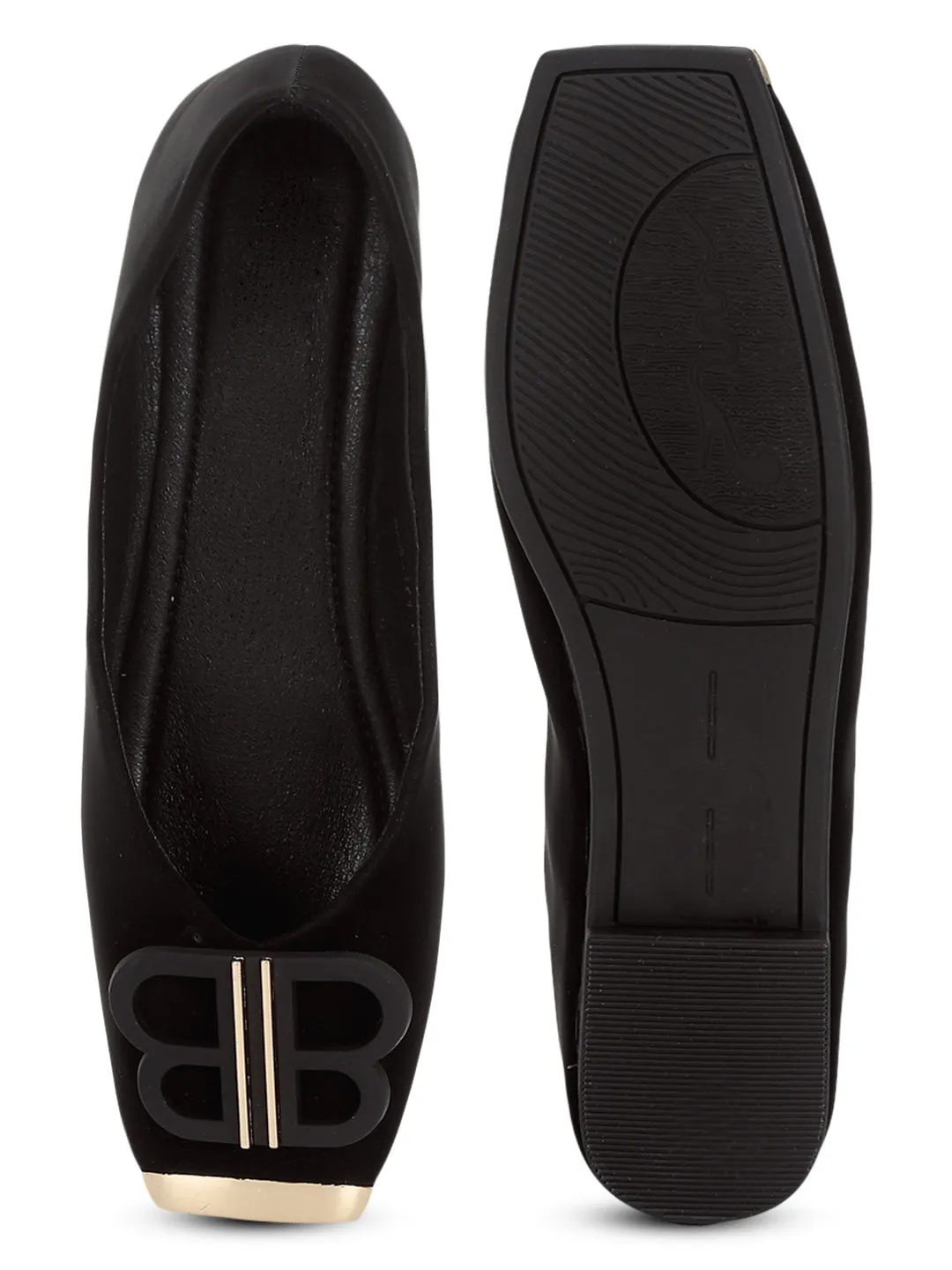 Schwarzer PU-Slip-On Ballerina im stylischen Design (TC-RS3646-BLK)