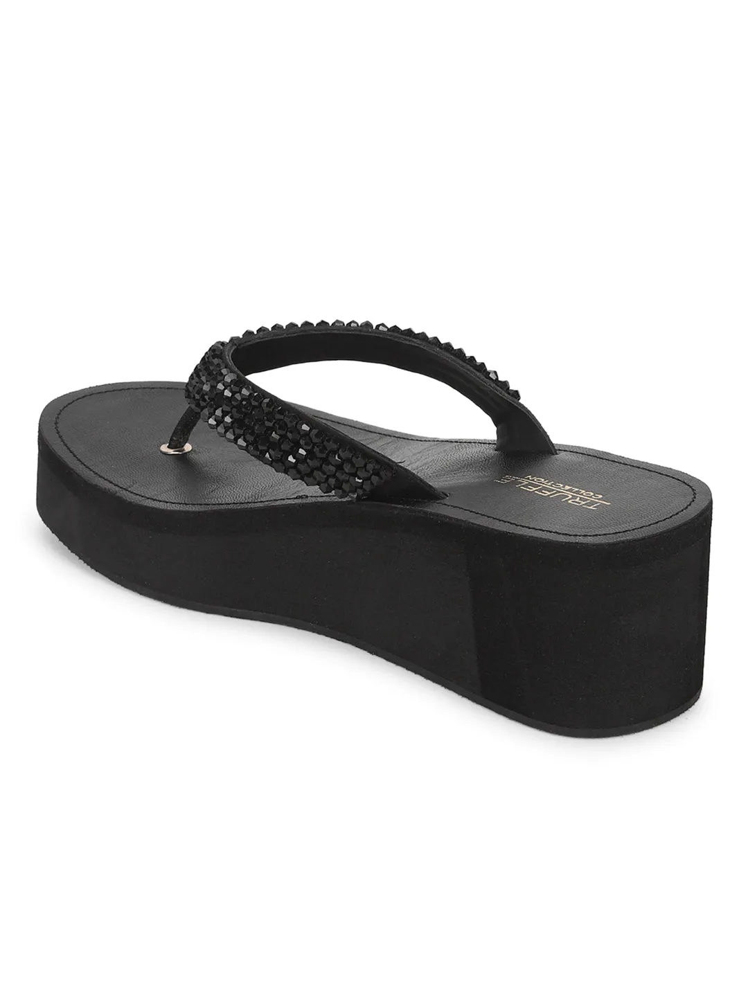 Schwarze PU-Slip-On Keilabsätze (TC-MSI-474-BLK)