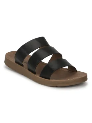 Schwarze PU-Slipper mit Riemchen