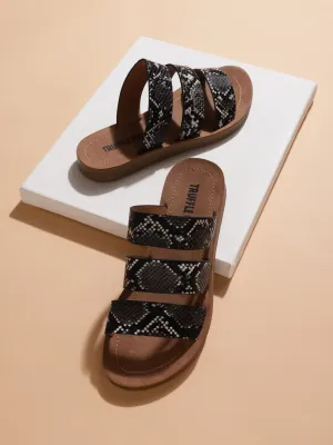 Black Snake PU Riemchen-Slipper (TC-RLST5-BLK)