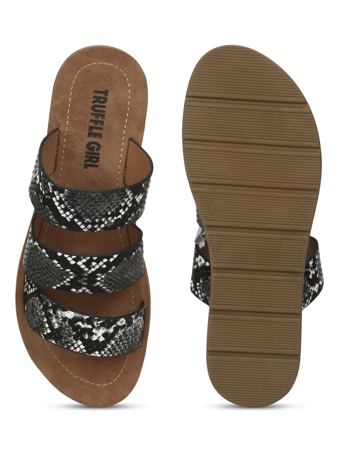 Black Snake PU Riemchen-Slipper (TC-RLST5-BLK)