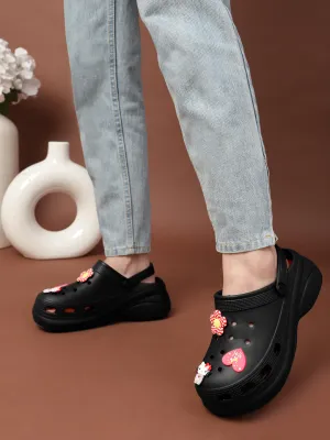 Schwarze stylische Schlupf-Clogs für Damen (TC-LCLOG5-BLK)