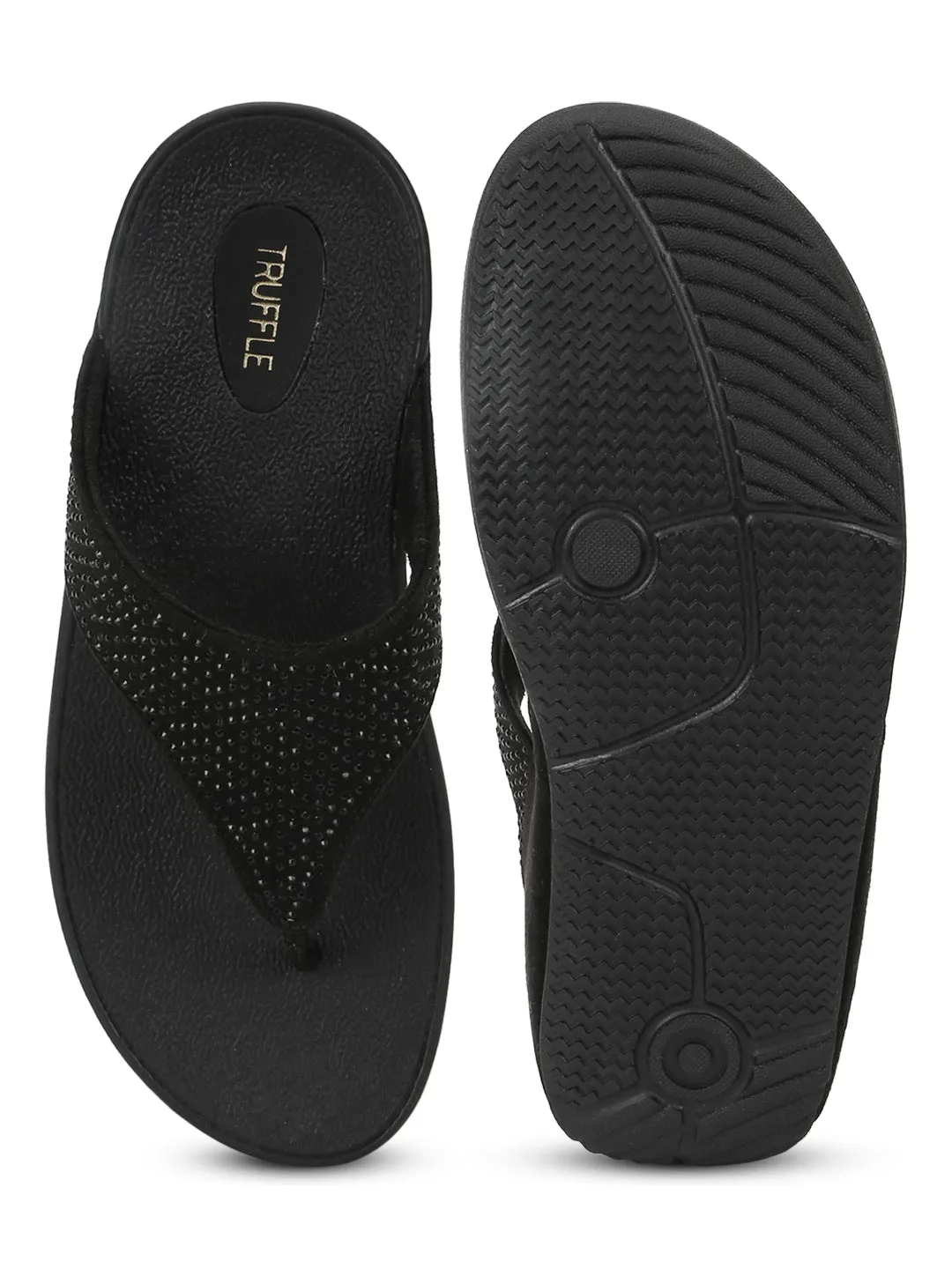 Bequeme Flats aus schwarzem Wildleder (TC-CD-905-BLK)