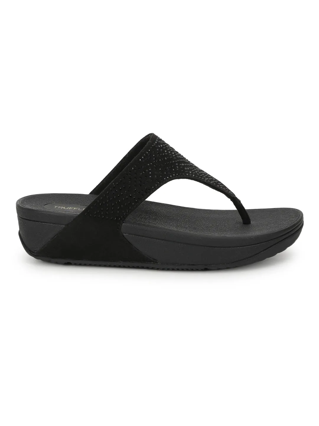 Bequeme Flats aus schwarzem Wildleder (TC-CD-905-BLK)