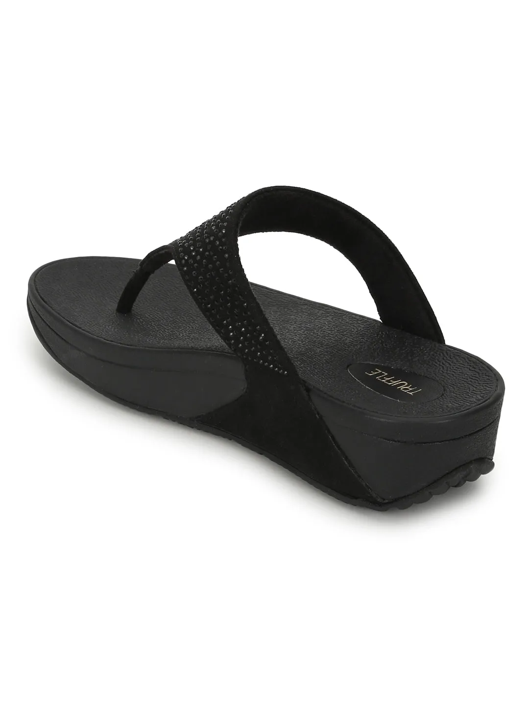 Bequeme Flats aus schwarzem Wildleder (TC-CD-905-BLK)