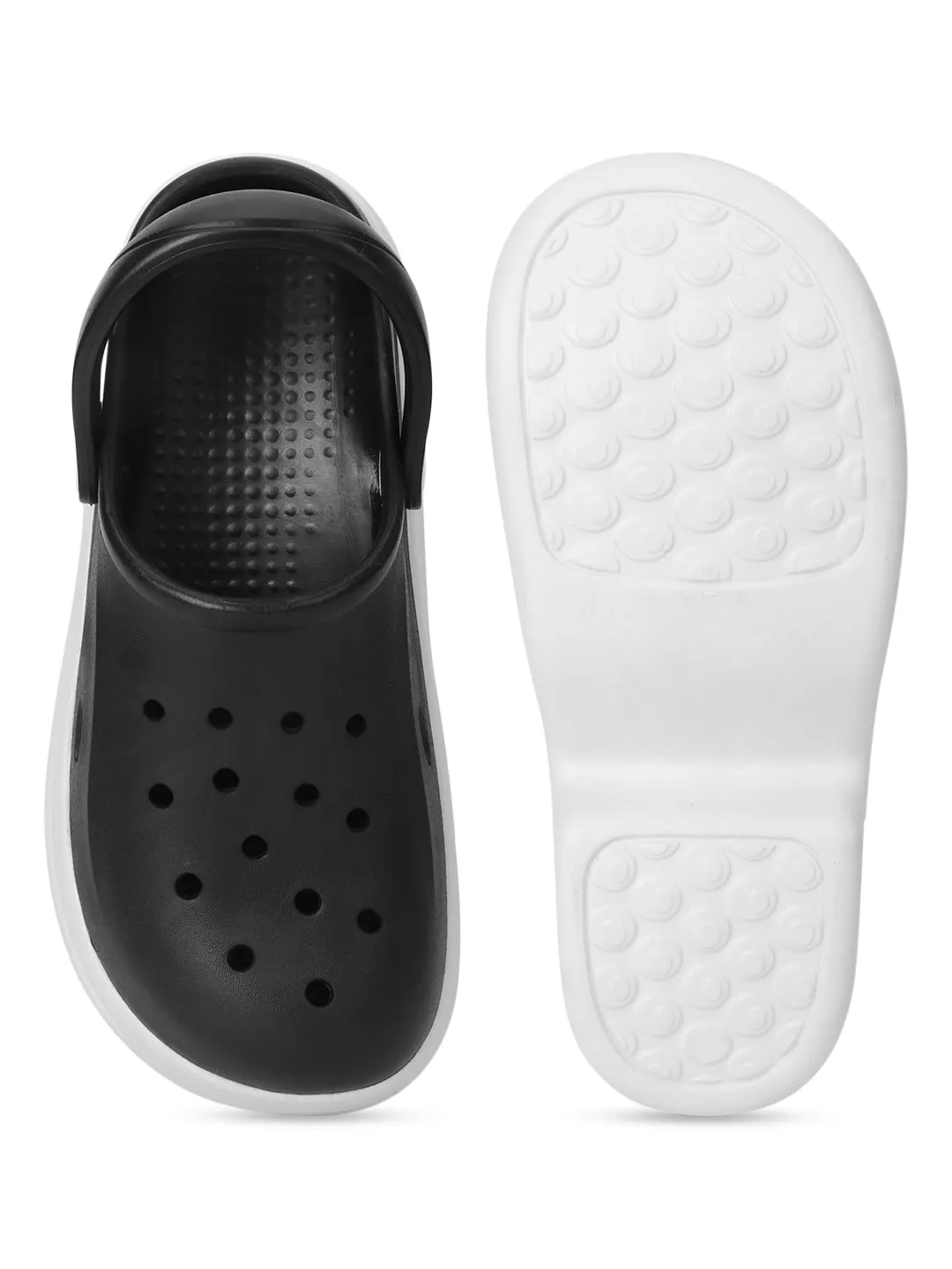 Schwarz Weiße PU Slip-On Croc Flats (TC-RS3580-BLKWHT)