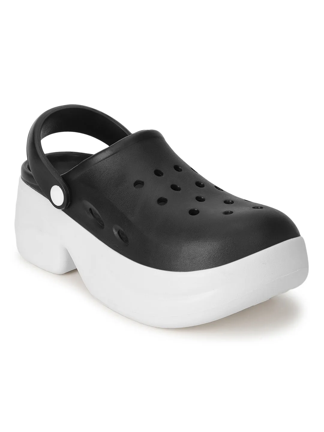 Schwarz Weiße PU Slip-On Croc Flats (TC-RS3580-BLKWHT)