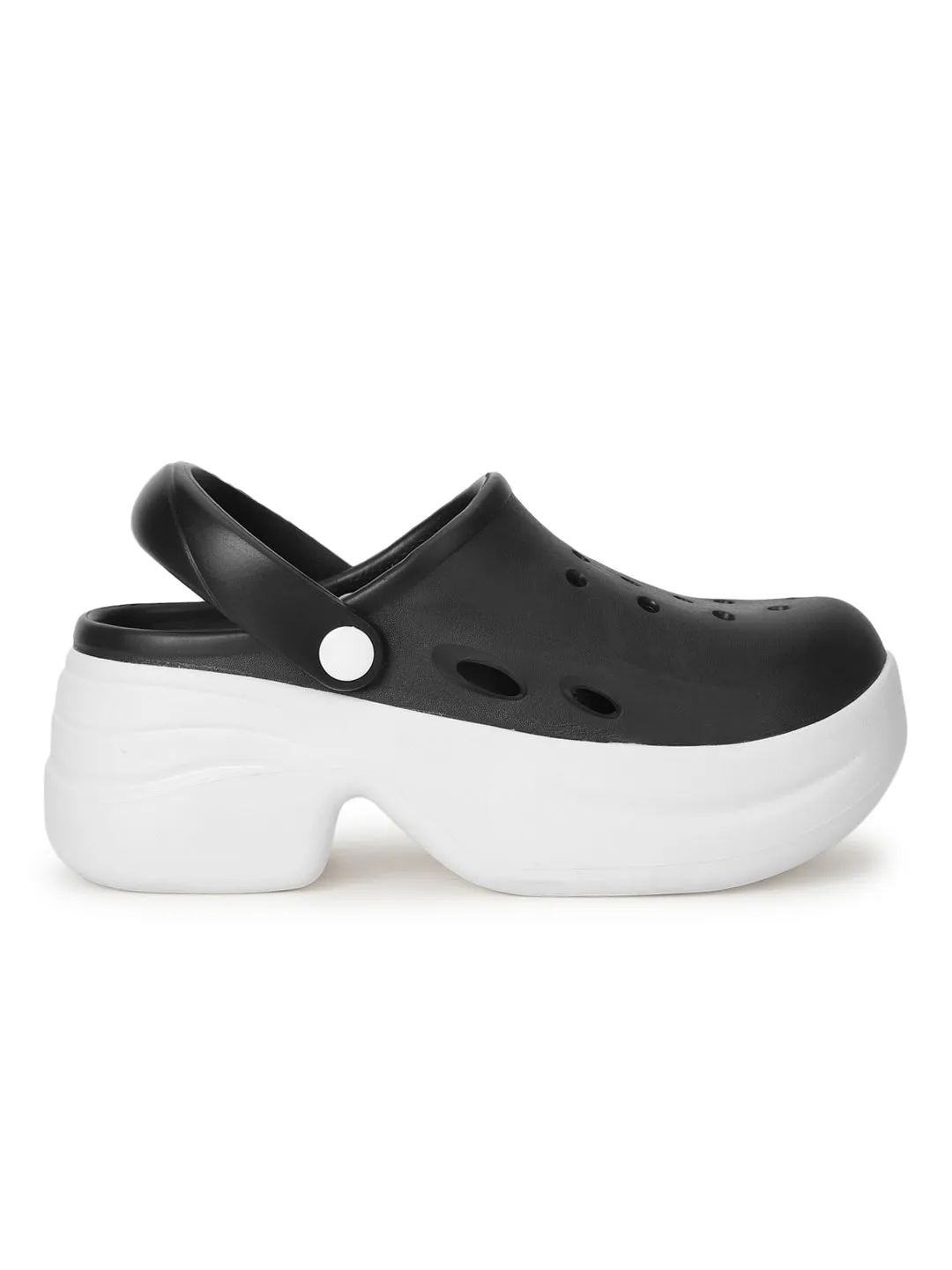 Schwarz Weiße PU Slip-On Croc Flats (TC-RS3580-BLKWHT)
