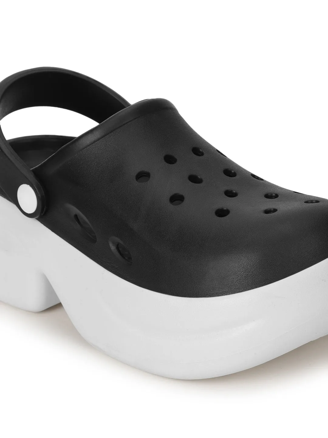 Schwarz Weiße PU Slip-On Croc Flats (TC-RS3580-BLKWHT)