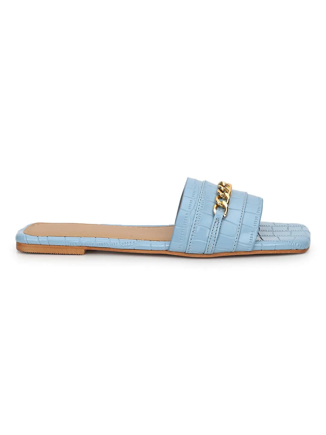 Blaue Croc-Patent-Slip-On-Flats (TC-ST-002-BLU)
