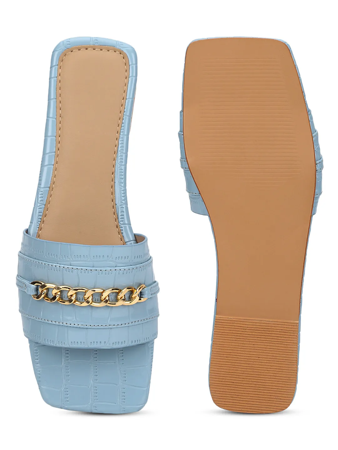 Blaue Croc-Patent-Slip-On-Flats (TC-ST-002-BLU)