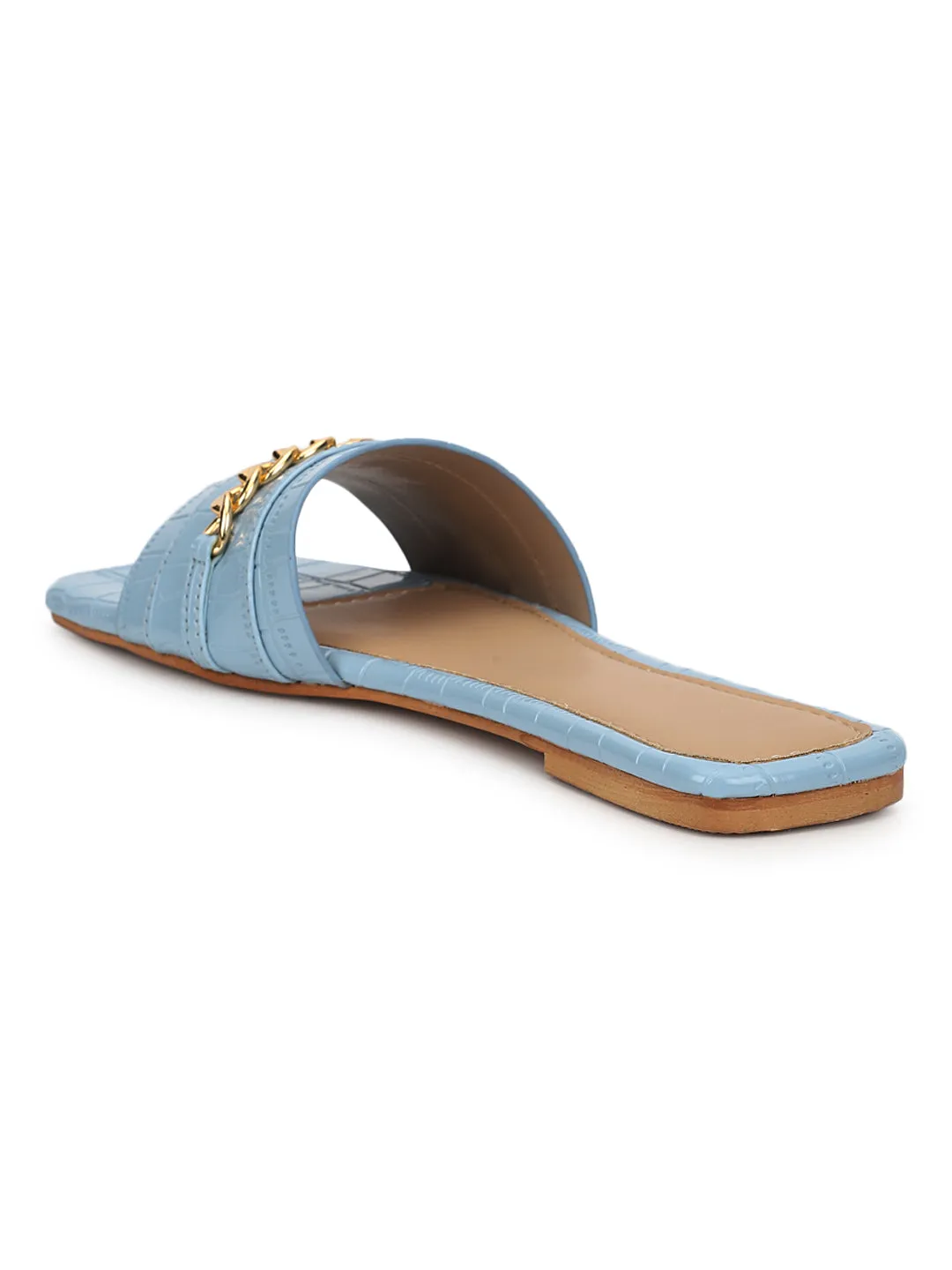 Blaue Croc-Patent-Slip-On-Flats (TC-ST-002-BLU)