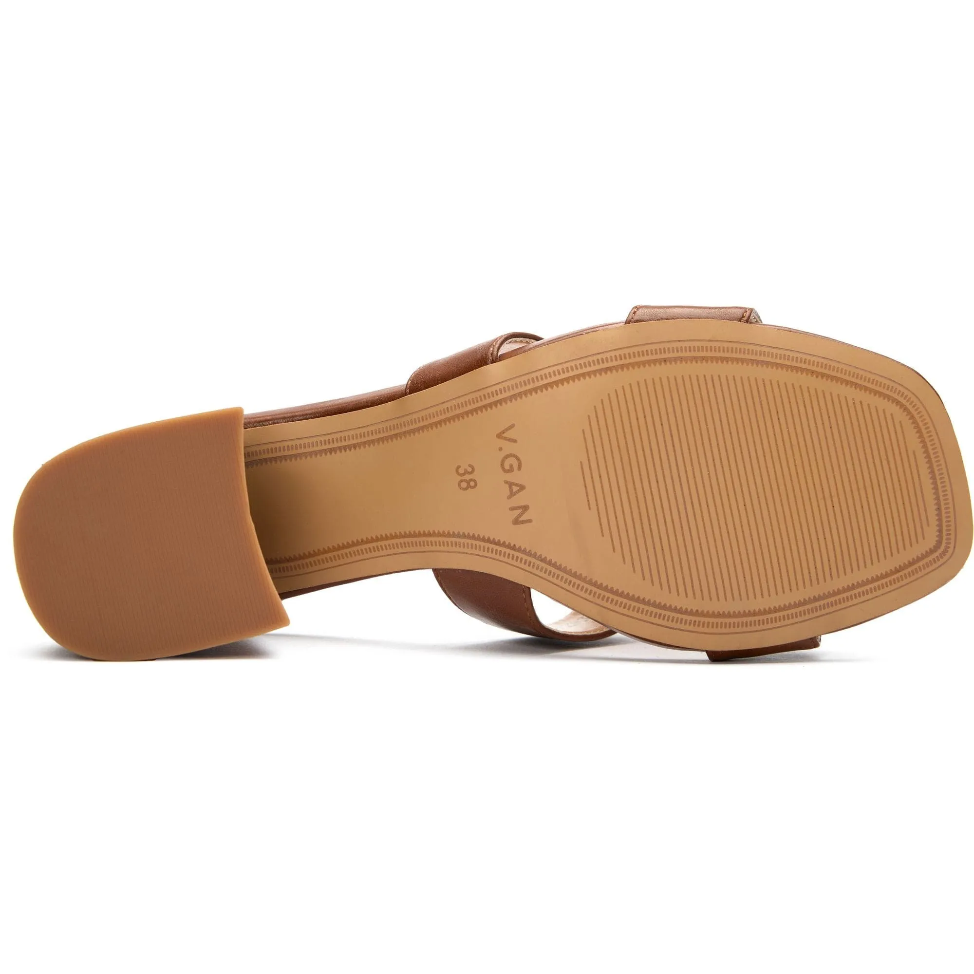 Bok Damen-Vegane-Leder-Mule-Absatz-Sandalen | Hellbraun