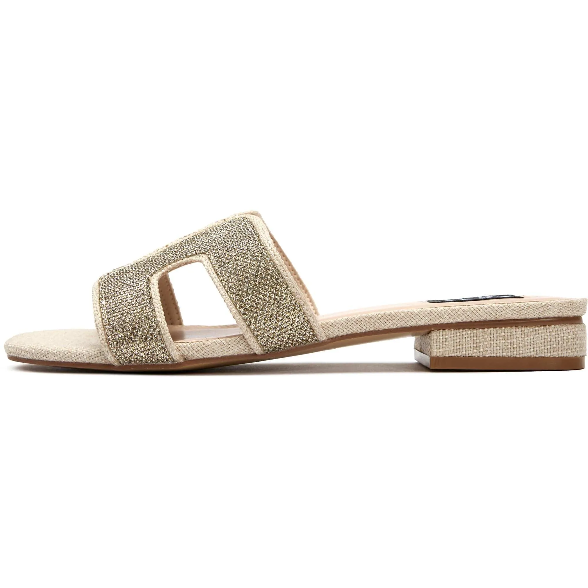 Bok Damen Vegan-Leder Slip-Sandalen | Metallisch