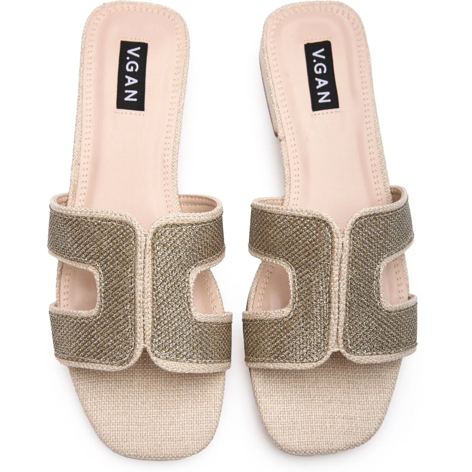 Bok Damen Vegan-Leder Slip-Sandalen | Metallisch