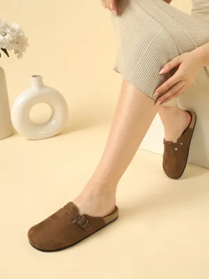 Braune Wildleder Kork-Latex Weichbett Flats (TC-100506-BRO)